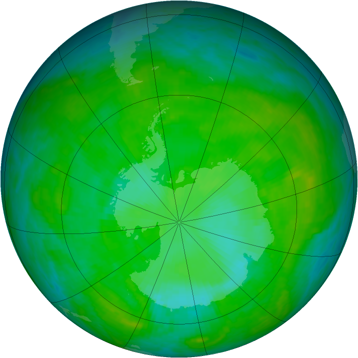 Antarctic ozone map for 28 December 1989